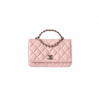 CHANEL MASTER CC WOC 19 PINK LAMBSKIN SILVER HARDWARE (19.3*12*3.5cm) 